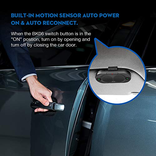 Besign BK06 Bluetooth 5.0 in Car Speakerphone with Visor Clip, Wireless Car Kit for Handsfree Talking, Motion Auto On, Siri Google Assistant Support, Dual 2W Speakers - Image 4