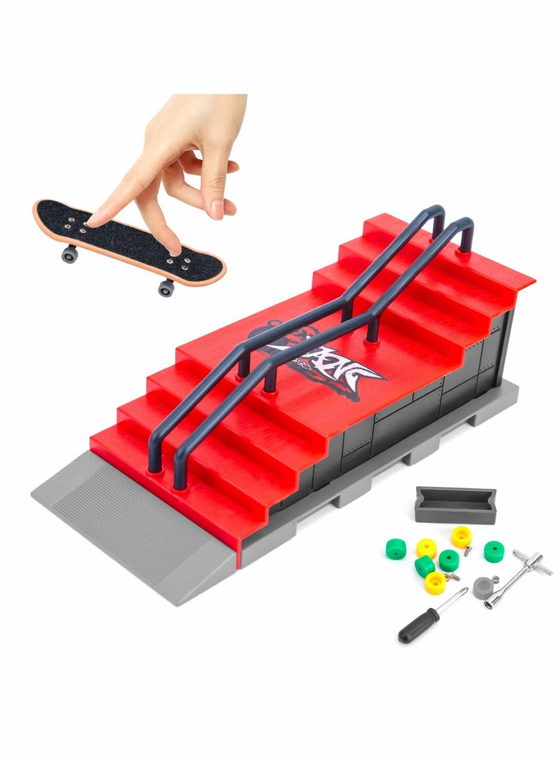 KASTWAVE Finger Skateboard Ramp Set, Mini Finger Skateboard and Ramp Accessories Set, Props Deck Track Ultimate Park Set  - Image 1