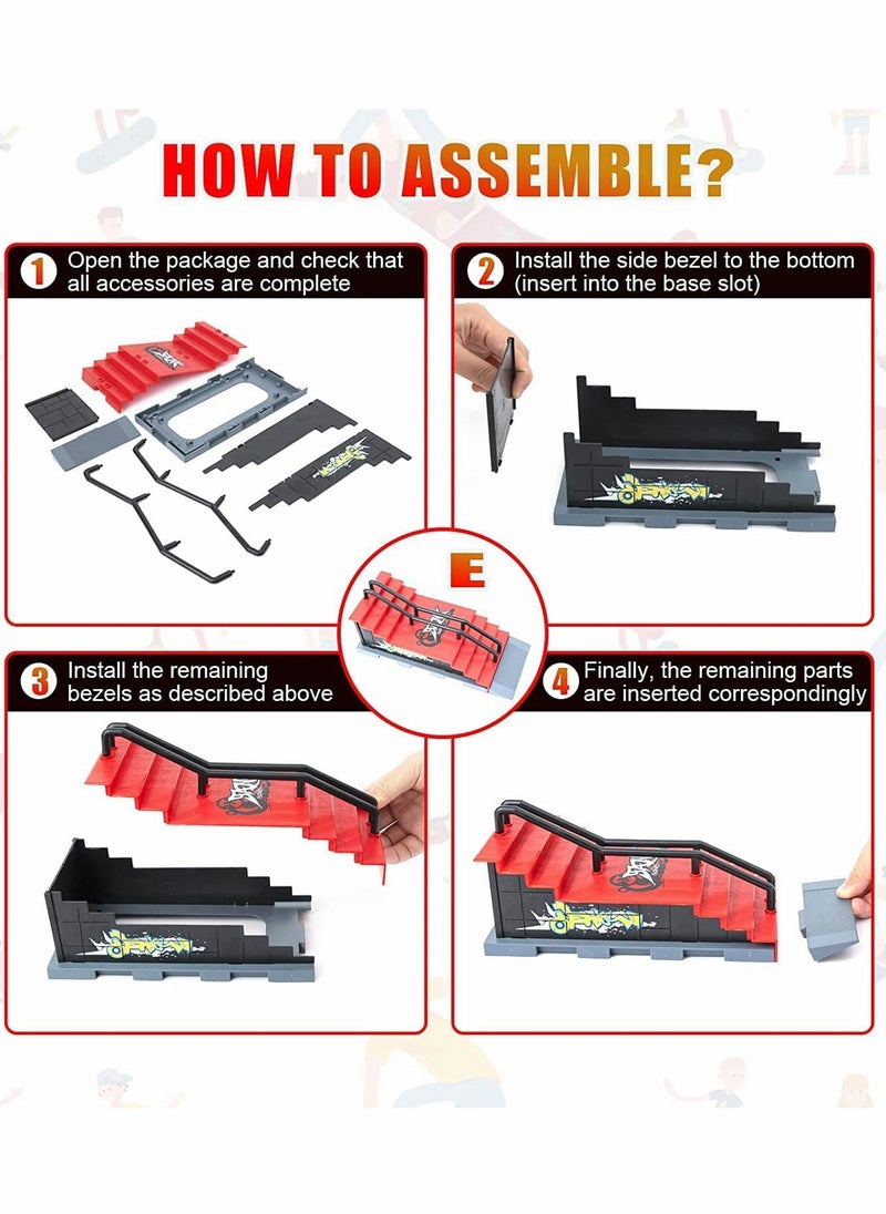 Finger Skateboard Ramp Set, Mini Finger Skateboard and Ramp Accessories Set, Props Deck Track Ultimate Park Set