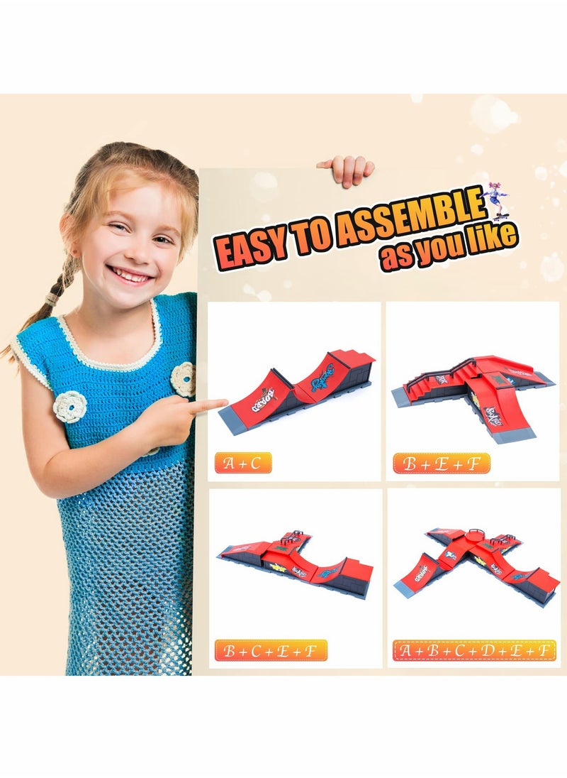 KASTWAVE Finger Skateboard Ramp Set, Mini Finger Skateboard and Ramp Accessories Set, Props Deck Track Ultimate Park Set  - Image 4