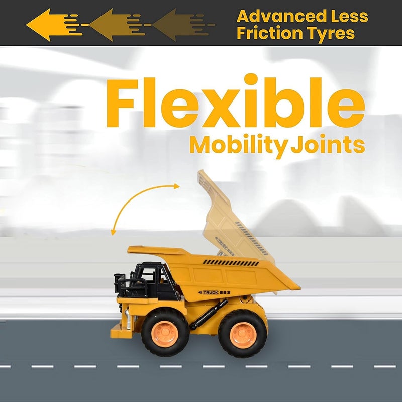 Tec Tavakkal حفارة جرافة شاحنة واقعية 2 في 1 للأطفال، ألعاب البناء مركبة مهندس لعبة شاحنة (مركبة تفريغ) - Image 3