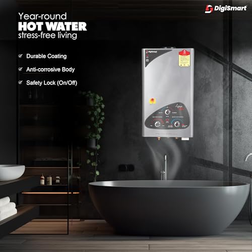 DIGISMART Aqua Gold Instant LPG Gas Water Heater with Pure Copper Tank, Anti Rust Coating Geyser ISI Approved Saves Geyser Corrosion by Water (Silver Metallic) 1 Year Warranty - Image 2