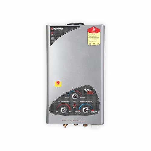 DIGISMART Aqua Gold Instant LPG Gas Water Heater with Pure Copper Tank, Anti Rust Coating Geyser ISI Approved Saves Geyser Corrosion by Water (Silver Metallic) 1 Year Warranty - Image 1
