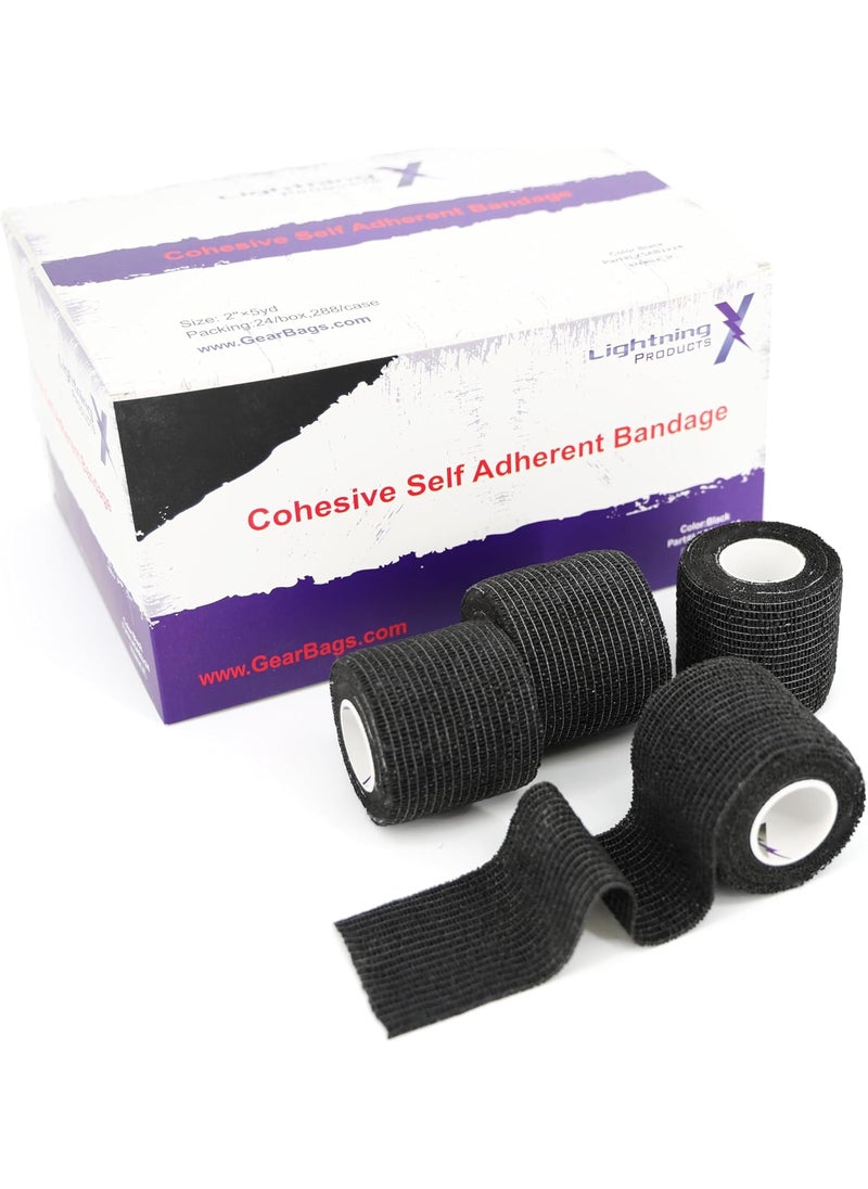 Lightning X Products Lightning X Products Cohesive Self-Adherent Bandage Wrap, (Pack of 24), 2" x 5yds, Stealth Black 