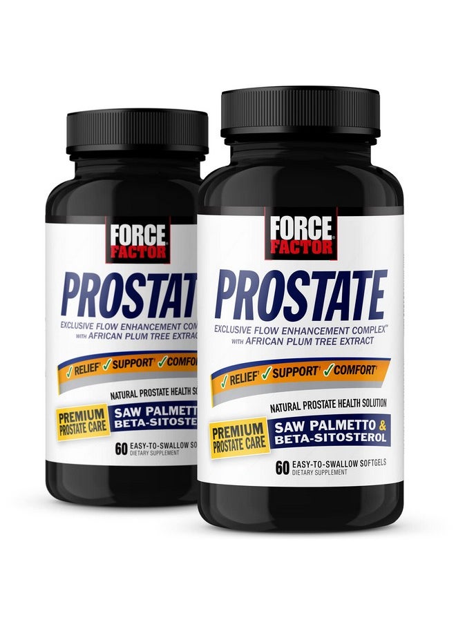 Force Factor Force Factor Prostate, Saw Palmetto and Beta Sitosterol Supplement for Men, Prostate Health Support, Size Support, Urinary Relief, Bladder Control, Reduce Nighttime Urination, 60 Count (Pack of 2) 