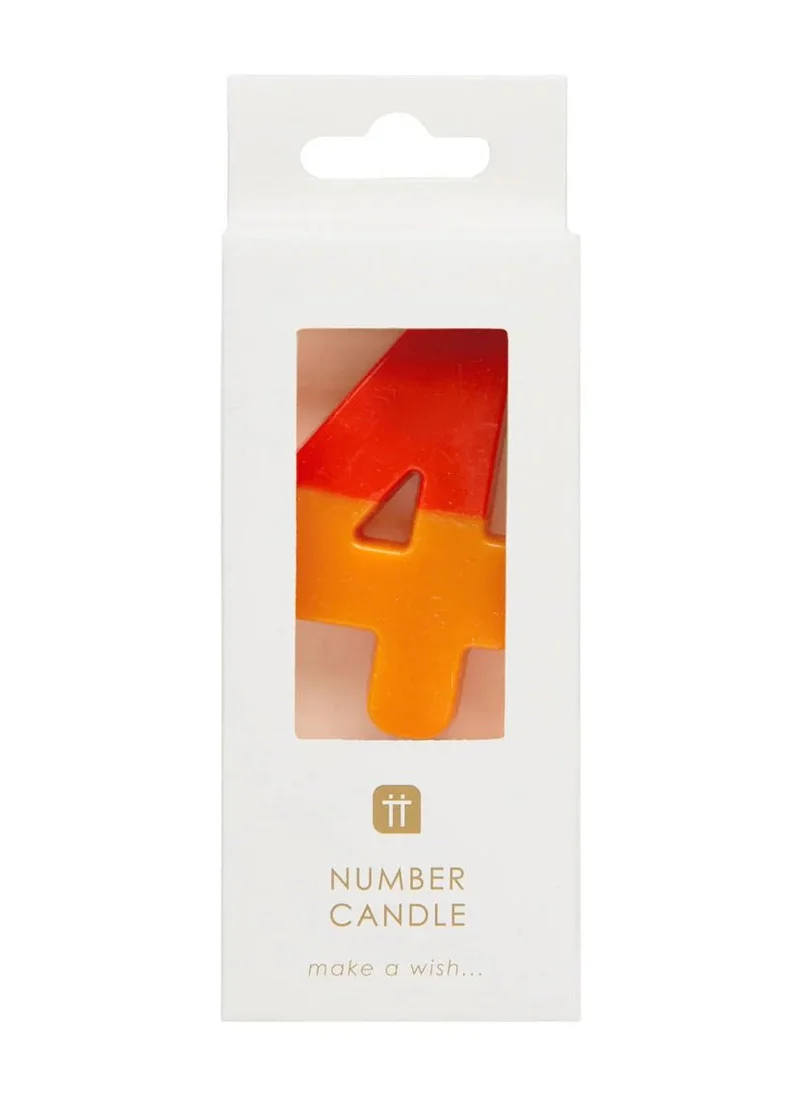 Talking Tables Orange and Red Birthday Number Candle - 4