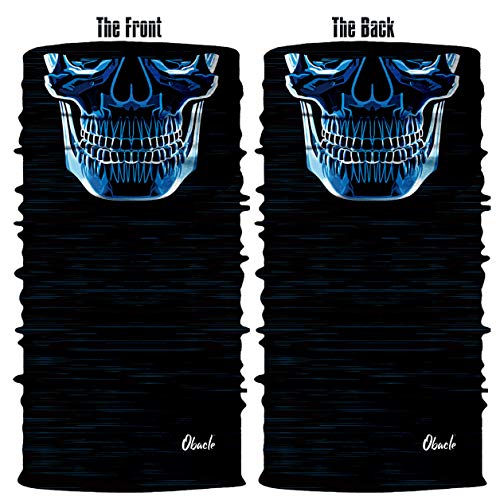 Obacle Skull Face Mask Half for Dust Wind UV Sun Protection Seamless 3D Tube Mask Bandana for Men Women Durable Thin Breathable Skeleton Mask Motorcycle Riding Bike Sports Festival (Blue-Line Skull) - Image 3