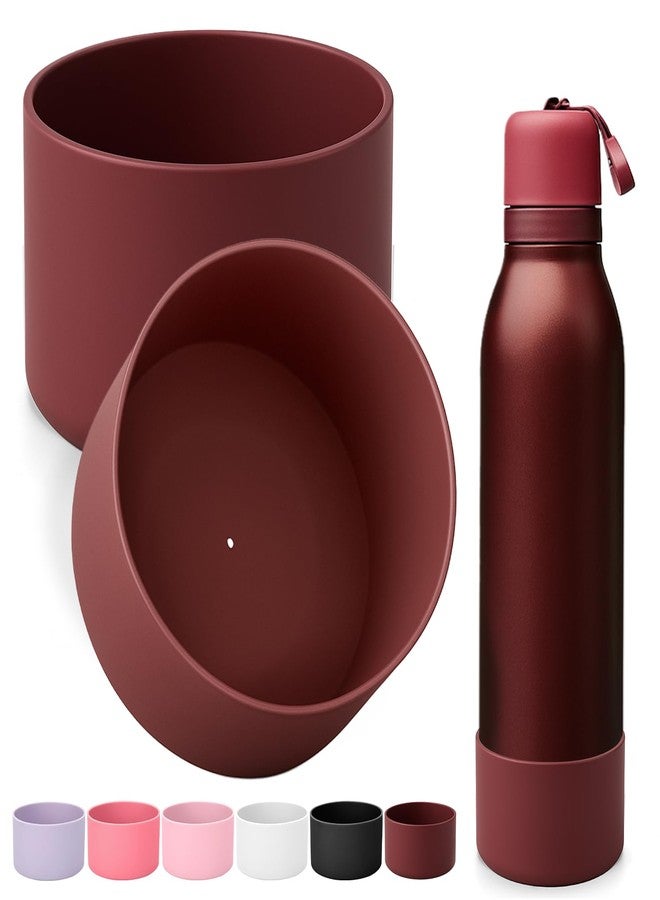 Mity rain 2PCS Silicone Boot for Owala FreeSip Twist Water Bottle, Anti-Slip, Noise-Reducing,Prevents Scratches(Black Cherry) - Image 1