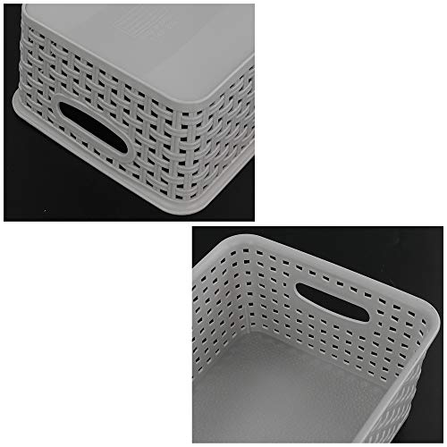 CadineUS 6-pack Grey Woven Plastic Storage Baskets, Organizing Bins - Image 3