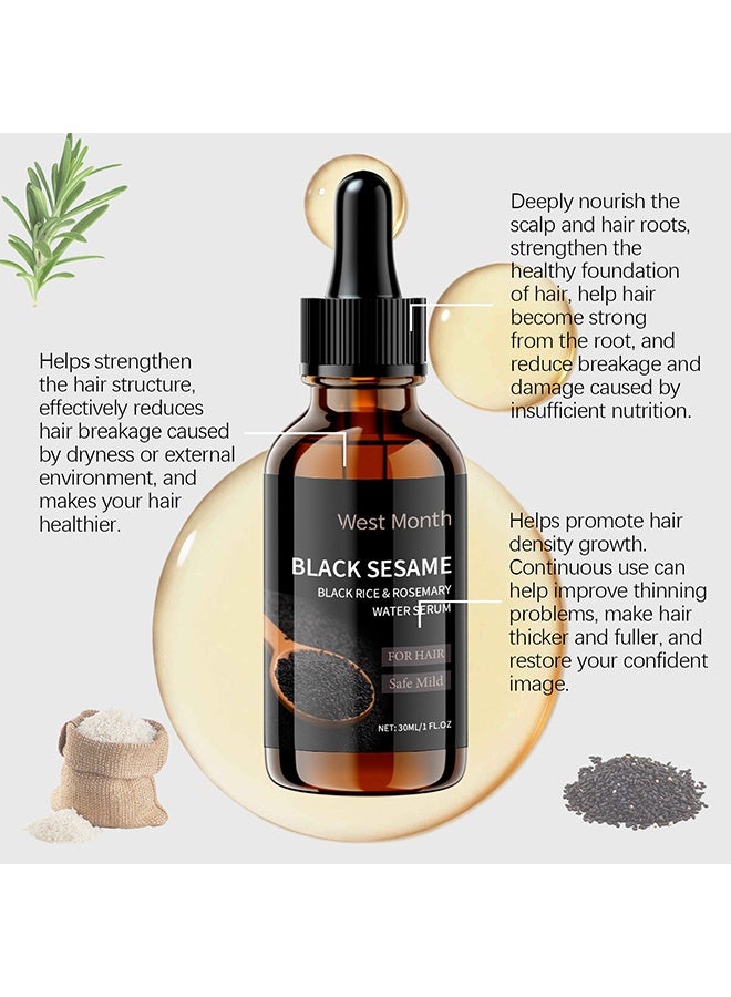 WEST MONTH Black Sesame Black Rice & Rosemary Water Serum, Black Sesame Hair Growth Serum, Black Sesame Serum 10X Hair Growth, 30ml - Image 4