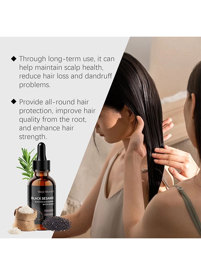 WEST MONTH Black Sesame Black Rice & Rosemary Water Serum, Black Sesame Hair Growth Serum, Black Sesame Serum 10X Hair Growth, 30ml - Image 5