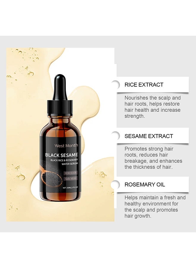 WEST MONTH Black Sesame Black Rice & Rosemary Water Serum, Black Sesame Hair Growth Serum, Black Sesame Serum 10X Hair Growth, 30ml - Image 2
