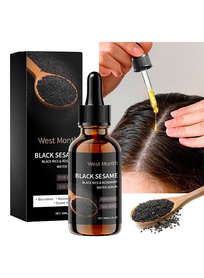 WEST MONTH Black Sesame Black Rice & Rosemary Water Serum, Black Sesame Hair Growth Serum, Black Sesame Serum 10X Hair Growth, 30ml - Image 1