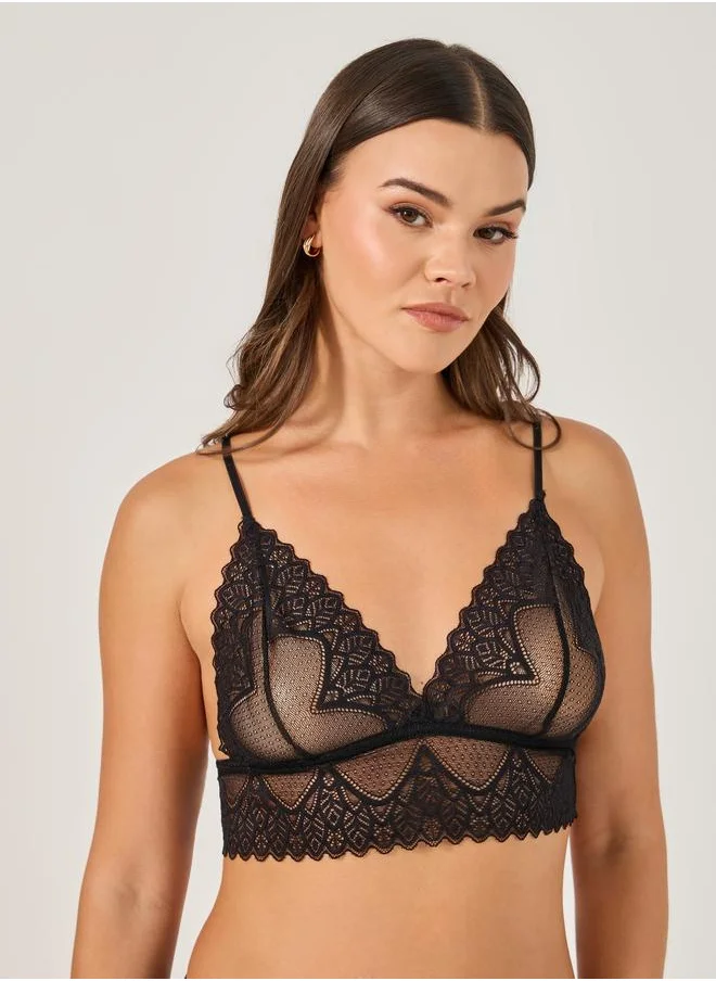 Styli Styli Lace Bralette and Full Briefs Lingerie Set