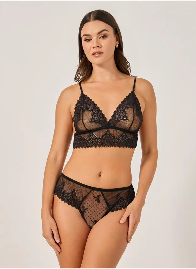 Styli Styli Lace Bralette and Full Briefs Lingerie Set
