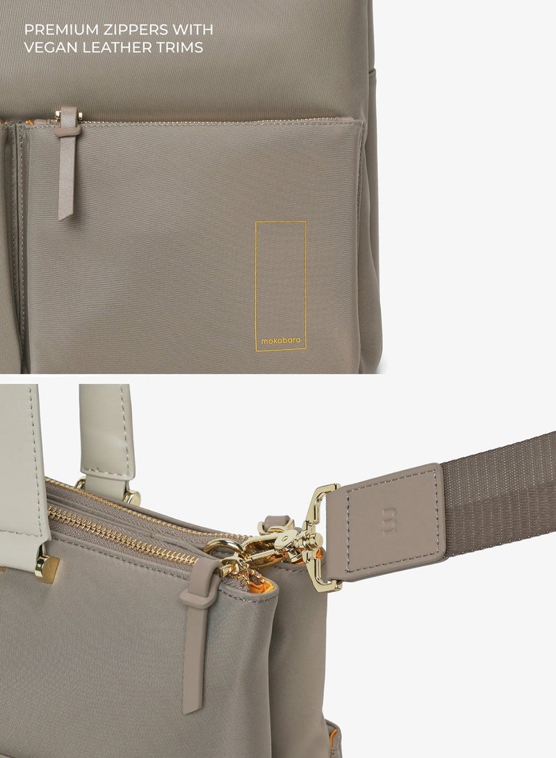 Mokobara The Bliss Tote - Vegan Leather, Old Money, Taupe - Image 4