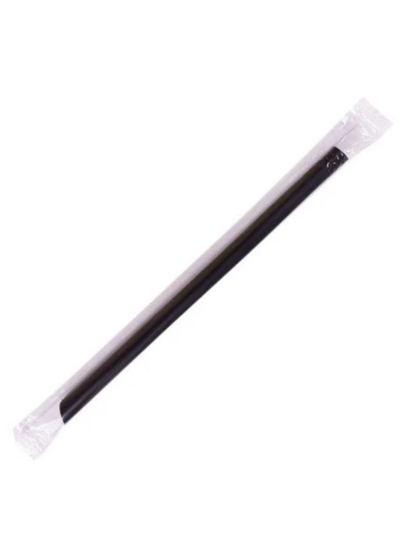SKP Plastic Black Juice Straws 6 mm Individually Wrapped (100 Straws) 