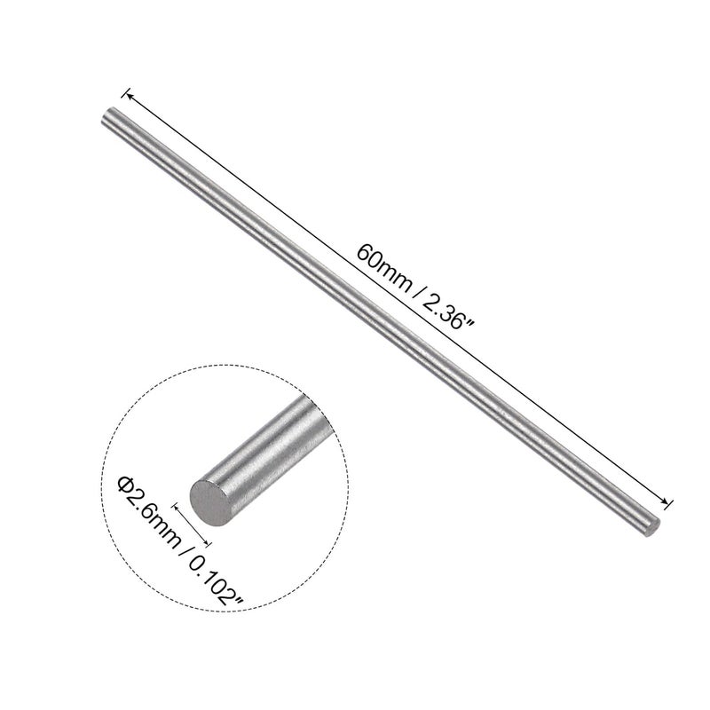 uxcell 20pcs Round Steel Metal Rods, 2.6mm x 60mm High Speed Steel (HSS) Lathe Bar Stock Tool, for Shaft Gear Drill Lathes Boring Machine Turning Miniature DIY Craft - Image 2