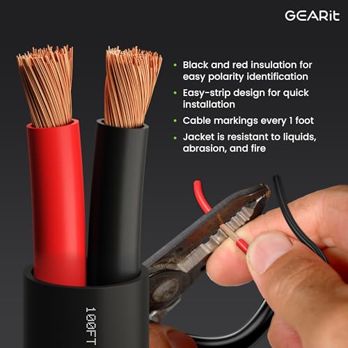 GearIT 16/2 Speaker Wire (250 Feet) 16AWG Gauge - Outdoor Direct Burial in Ground/in Wall / CL3 CL2 Rated / 2 Conductors - OFC Oxygen-Free Copper, Black 250ft - Image 2