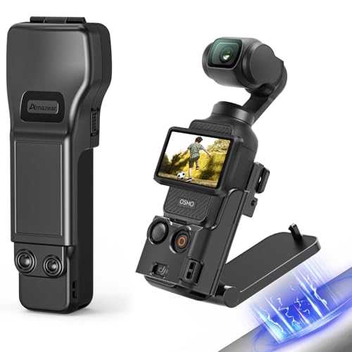AMAZEAR Magnetic Mount Stand and Gimbal Lens Protective Cover Combo for DJI Osmo Pocket 3 / Xtra Muse Gimbal Vlogging Camera Accessories, Super Strong Magnet Suction Case Holder, Black - Image 1