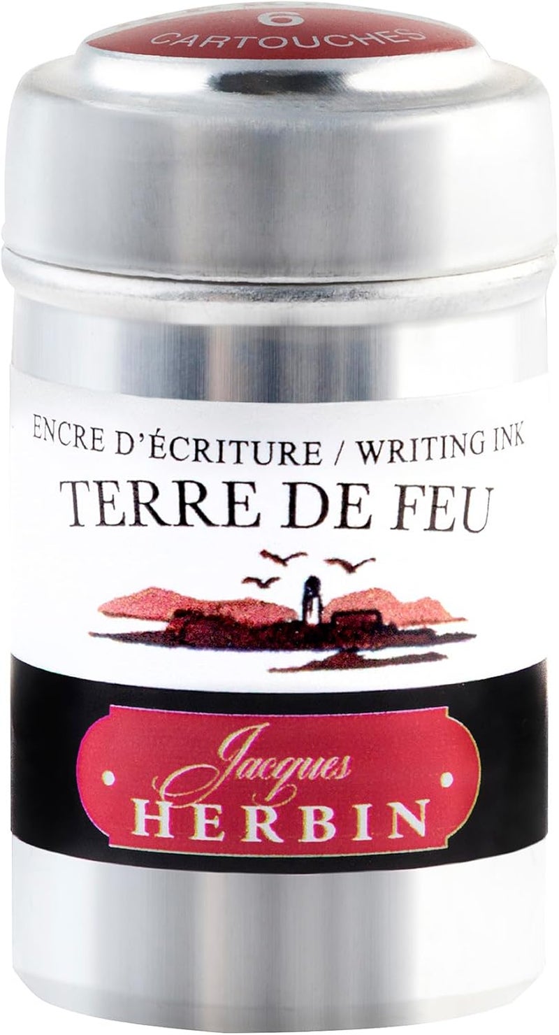 Jacques Herbin Writing Ink Cartridges - Terre de Feu (Land of Fire) Pack 6 - Image 1