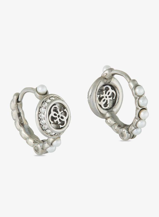 GUESS Tiny Pearly Logo Earrings - Image 1