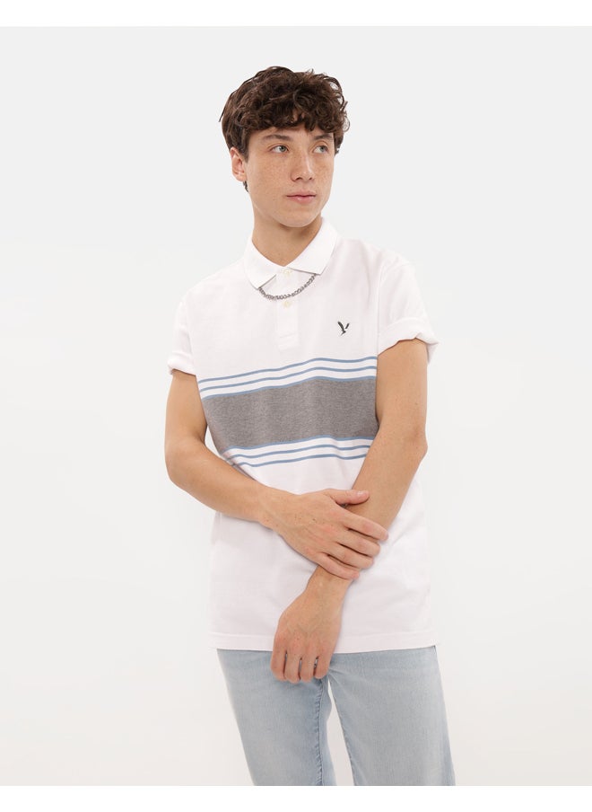 American Eagle - AE Striped Pique Polo Shirt - Image 1