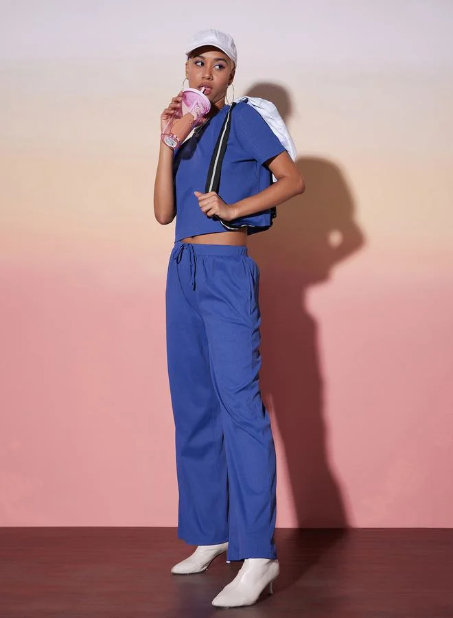 ساسافراس SASSAFRAS Ribbed Crop Top and Straight Pants Co-Ords