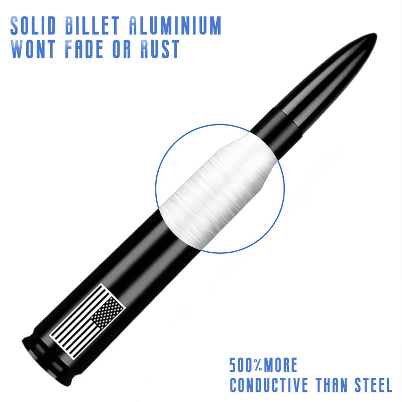 HVSTTPK American Flag Car Truck Antenna with Valve Stem Caps, Universal Mast for GM Chevy Silverado 1500 2500 3500 HD Avalanche Ford F150 F250 F350 Denali Heavy Duty Pickup Trucks Accessories (Black) - Image 5