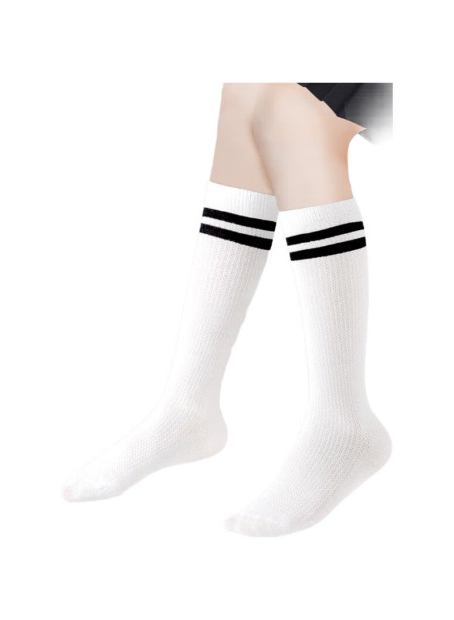 Barbie Children'S Mid-Calf Socks, Girls' Summer Thin Long Socks, Not Over-Knee, High Mid-Length Socks, Breathable Mesh, White + White - Image 1