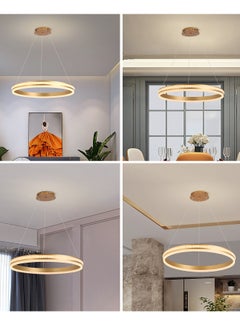 YATAI LIGHTING Circular Chandelier Dining Room Table light, Dia 60cm Ring Gold Modern Double-layers LED Chandelier for Bedroom, Adjustable Color Temperature Acrylic Chandelier Lamp(67W,60cm)  - Image 2