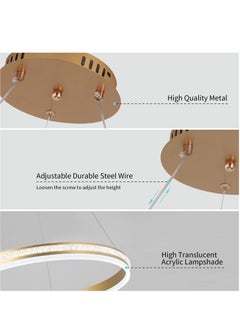 YATAI LIGHTING Circular Chandelier Dining Room Table light, Dia 60cm Ring Gold Modern Double-layers LED Chandelier for Bedroom, Adjustable Color Temperature Acrylic Chandelier Lamp(67W,60cm)  - Image 5