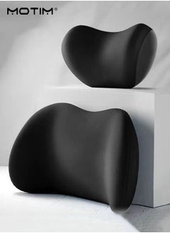 Motim Car Back Cushion Lumbar Support and Car Seat Head Neck Rest Pillow Kit, Memory Foam Ergonomic Design, Headrest And Seat Cushion for Lower Back Support Cervical Headrest For Office Chair  - Image 1