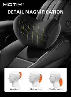 Motim Car Back Cushion Lumbar Support and Car Seat Head Neck Rest Pillow Kit, Memory Foam Ergonomic Design, Headrest And Seat Cushion for Lower Back Support Cervical Headrest For Office Chair  - Image 3