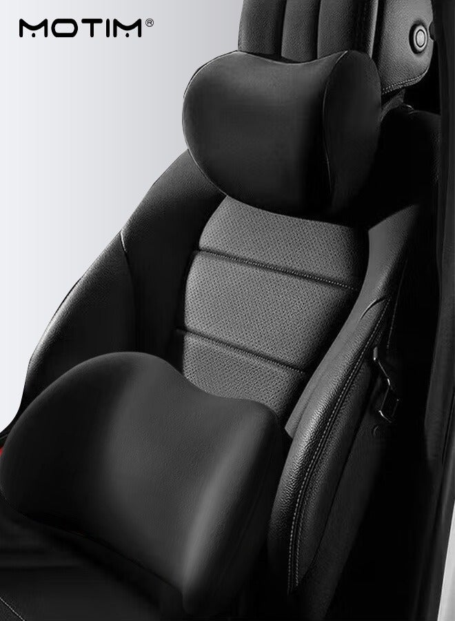 Motim 1 Set Car Lumbar Support and Car Seat Head Neck Pillow Car Seat Cushion Set, Memory Foam Ergonomic Design, Headrest And Seat Cushion For Back Pain Relief, Cervical Headrest For Office Chair - Image 1