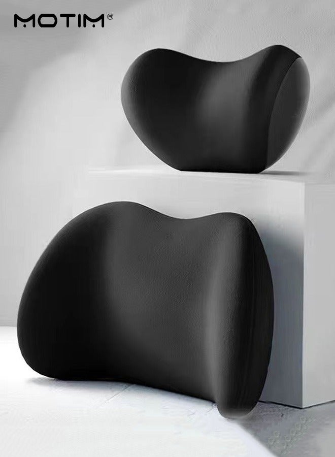 Motim 1 Set Car Lumbar Support and Car Seat Head Neck Pillow Car Seat Cushion Set, Memory Foam Ergonomic Design, Headrest And Seat Cushion For Back Pain Relief, Cervical Headrest For Office Chair - Image 2