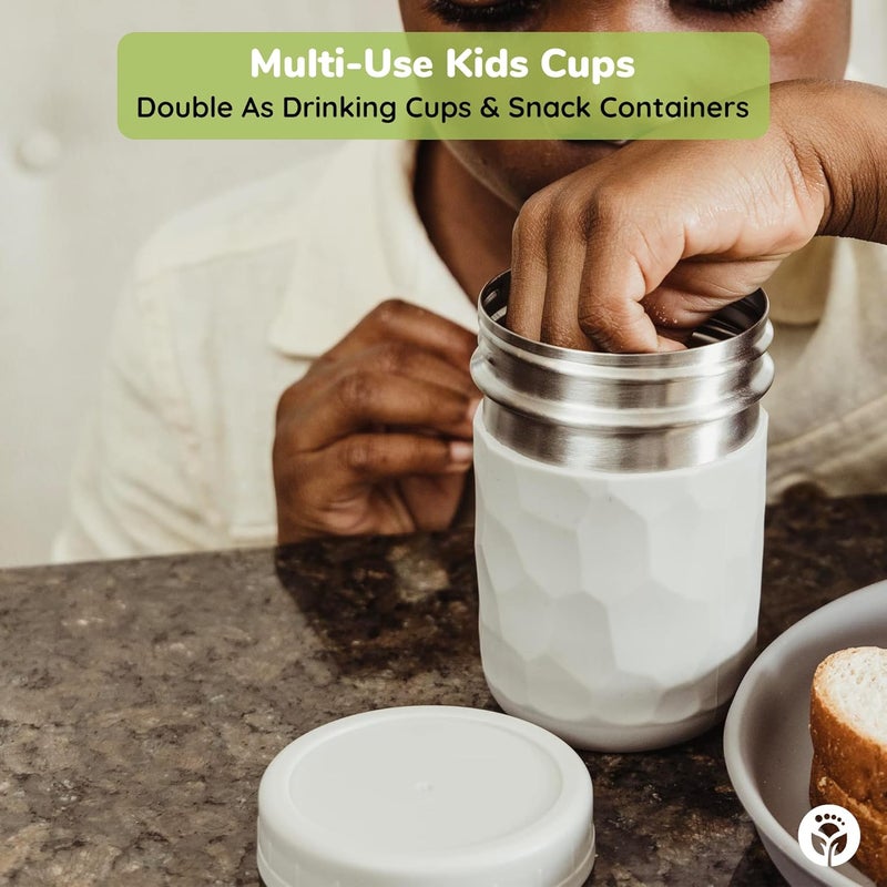 WeeSprout 2in1 Drinking Cups for Kids Durable Stainless Steel Tumbler for Smoothies Silicone Straws with Stoppers Premium Plastic Twist Lids EasyGrip Sleeves Set of 4 Dishwasher Safe Kid Cups - Image 4