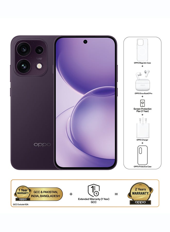 OPPO Reno16 F AI Phone Dual SIM 5G Twilight Violet 8GB RAM 256GB With OPPO Enco Buds3 Pro + OPPO Magnetic Case - Middle East Version - Image 1