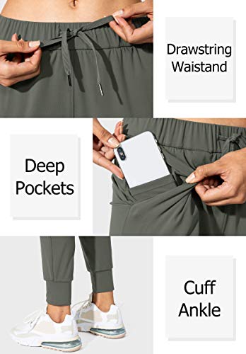 SANTINY Women's Joggers Pants Pockets Drawstring Running Sweatpants for Women Lounge Workout Jogging(Olive Green_S) - Image 3