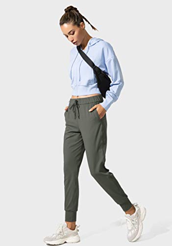 SANTINY Women's Joggers Pants Pockets Drawstring Running Sweatpants for Women Lounge Workout Jogging(Olive Green_S) - Image 5