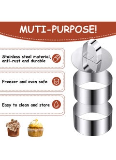 Patelai Patelai Round Cake Mold Stainless Steel Cake Mousse Mold Cake Ring Including Pushers  3.15 Inches Diameter  12  - Image 3