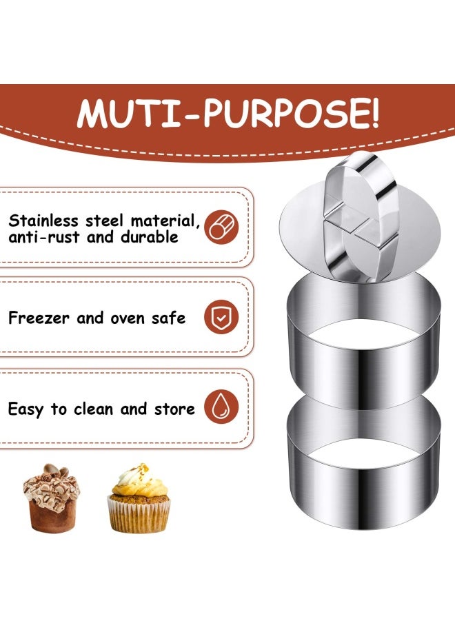 Patelai Patelai Round Cake Mold Stainless Steel Cake Mousse Mold Cake Ring Including Pushers  3.15 Inches Diameter  12  - Image 3