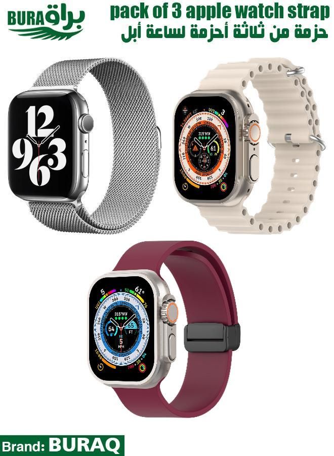 BURAQ Apple Watch Band Strap For Apple Watch Ultra 2/Ultra 49mm, Series 10 46mm, 9/8/7 45mm, SE2/SE/6/5/4 44mm, 3/2/1 42mm