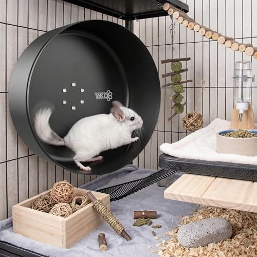 YKD 15" Silent Chinchillas Exercise Wheel, Aluminum Alloy Noiseless Running Wheel for Syrian Hamsters, Hedgehogs, Squirrels and Small Pets (Black) - Image 5