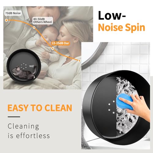 YKD 15" Silent Chinchillas Exercise Wheel, Aluminum Alloy Noiseless Running Wheel for Syrian Hamsters, Hedgehogs, Squirrels and Small Pets (Black) - Image 2