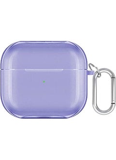 Case Cover for Airpods 3 Silicone Clear Skin with Key-Chain for Wen Men, Soft TPU Transparent Shock-Proof Protective Case for Air-Pods 3rd Generation (Purple)