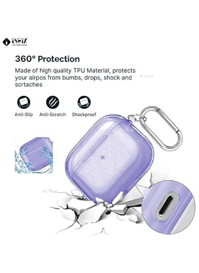 Generic - Case Cover for Airpods 3 Silicone Clear Skin with Key-Chain for Wen Men, Soft TPU Transparent Shock-Proof Protective Case for Air-Pods 3rd Generation (Purple) - Image 1
