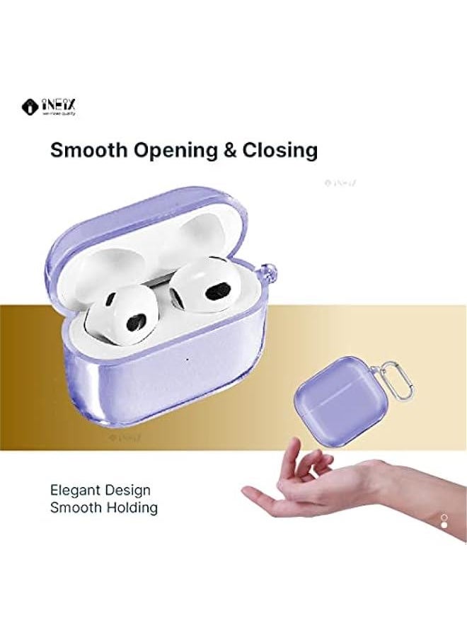 Generic - Case Cover for Airpods 3 Silicone Clear Skin with Key-Chain for Wen Men, Soft TPU Transparent Shock-Proof Protective Case for Air-Pods 3rd Generation (Purple) - Image 1