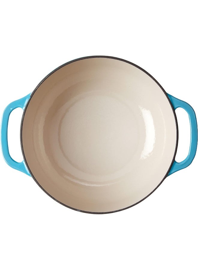 LODGE 6 Quart Enameled Cast Iron Dutch Oven With Lid – Dual Handles – Oven Safe Up To 500° F Or On Stovetop - Use To Marinate, Cook, Bake, Refrigerate And Serve – Cornflower Blue  - Image 3