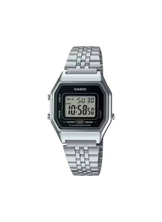 CASIO Men's Digital Display Watch With Silver Stainless steel Strap - LA-680WA-1D